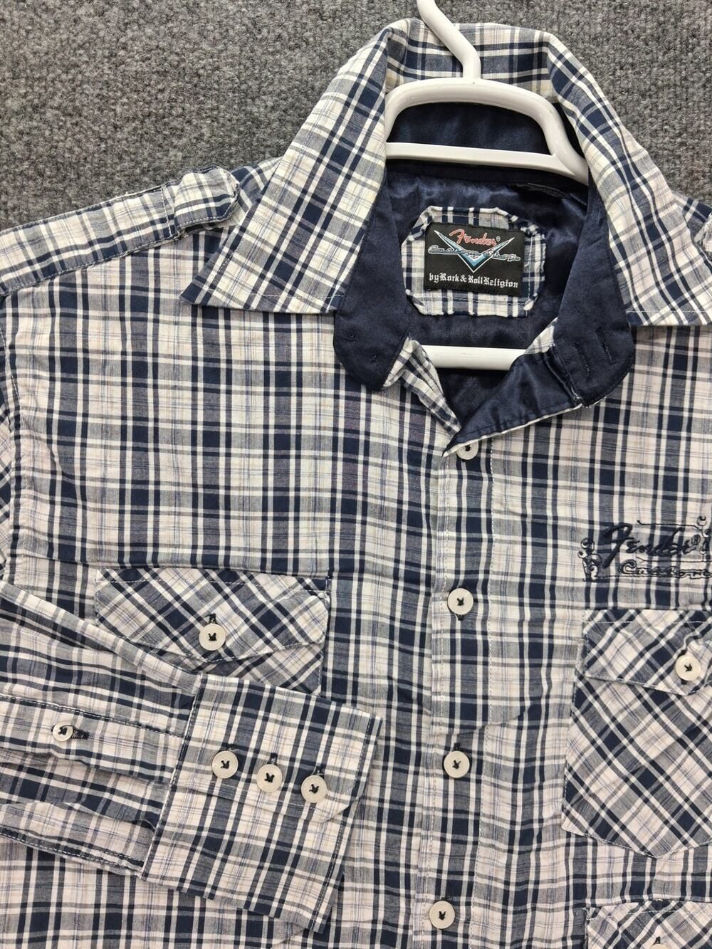 Fender Custom Shop Shirt Mens Medium Rock And Roll Religion Button Up